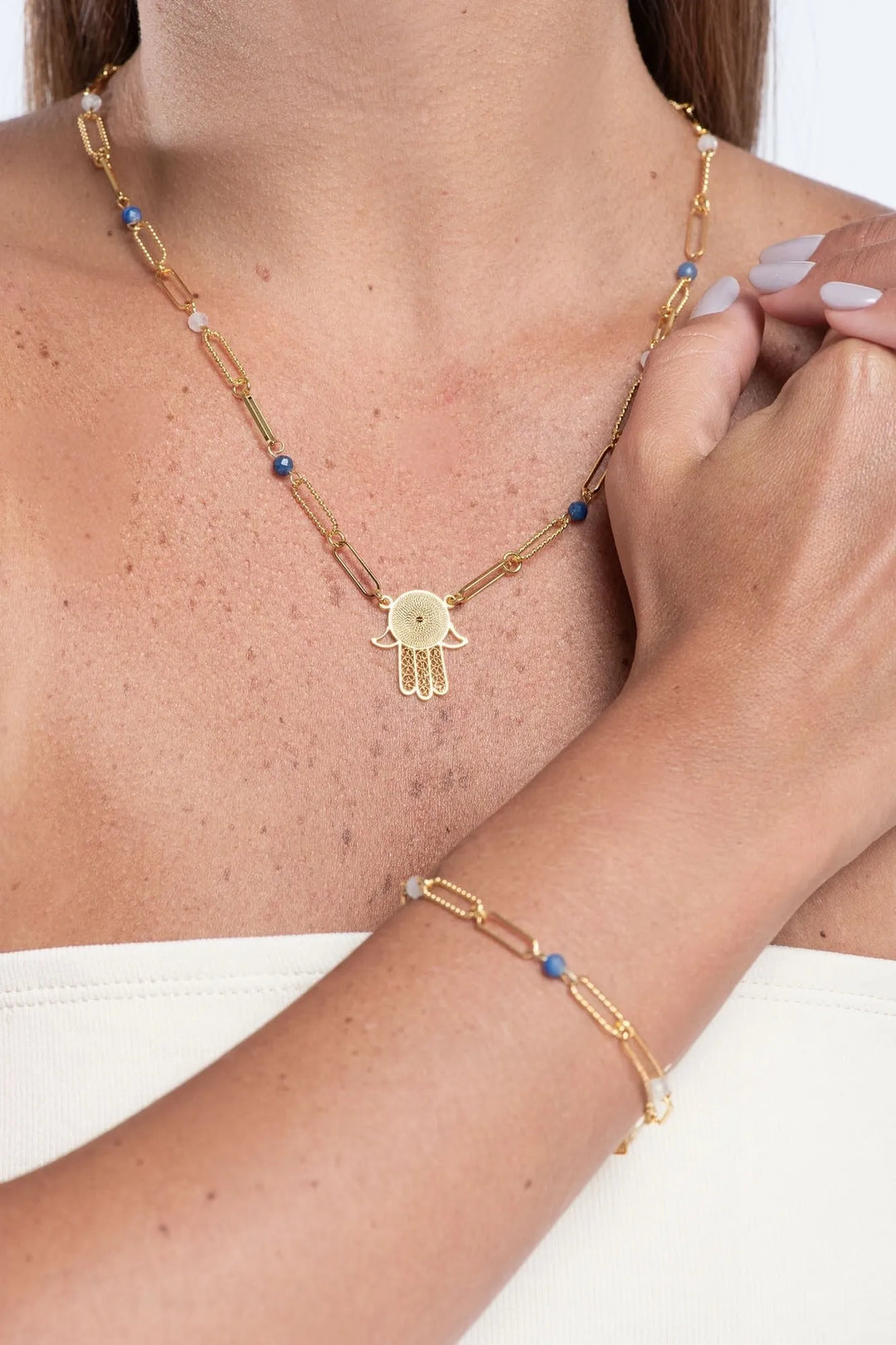 Blue and White Clip Bracelet